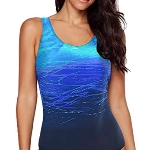 Happy Sailed Damen Badeanzug Farbverlauf Kreuz Rückseite Einteiler Swimsuit, ,1 Blau,Medium (EU36-38)