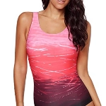 Happy Sailed Damen Badeanzug Farbverlauf Kreuz Rückseite Einteiler Swimsuit, 1 Rot, Medium (EU36-38)