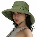 Hatiis Damen Sonnenhut Breit Krempe Flatbarer Sommerhut UPF 50+ Baumwolle Fischerhut im Freien, Garten