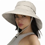 Hatiis Damen Sonnenhut Breit Krempe Flatbarer Sommerhut UPF 50+ Baumwolle Fischerhut im Freien, Garten