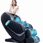 HealthRelife Massagesessel für den ganzen Körper Intelligenter Massagestuhl Zero Gravity 3D-Robotische Hände mit SL-Schiene Relaxsessel Bluetooth-Lautsprecher Schwarz