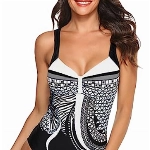 heekpek Badeanzug Damen Push up Vintage Badebekleidung Damen Bauchweg Sport Badeanzüge Frauen mit Bügel Figurformend Badeanzug Tribal Print Gepolsterte Große Größen Bademode