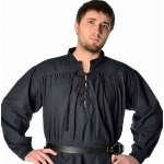 HEMAD Mittelalter Hemd Schnürhemd Stehkragen Hemd schwarz XXL