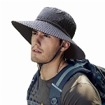 Herren Sonnenhut Sommer Unisex Sun UV Schutz Eimer Hut im Freien wasserdichte Breiter Krempe Hut mit atmungsaktivem Mesh und Kinnriemen für Camping Radfahren Jagd Golf Wandern Angeln Hut (Dunkelgrau)