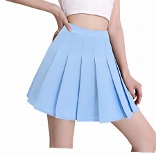 Hoerev Frauen Mädchen Kurze hohe Taille gefaltete Skater Tennis Schule Rock,Blau,34 / S