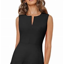 HOMEYEE Damen Elegant V-Ausschnitt Ärmellos Rockabilly Swing Sommer Freizeitkleid Mini Business Cocktailkleid A311 (M, Schwarz)