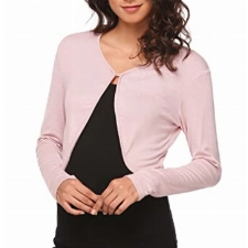 Hotouch Damen Bolero Schulterjacke Langarm festlich Pastellrosa S