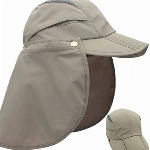 Huakunda Hut mit Nackenschutz Abnehmbarer Mehrzweck Sommer Sonnenhut Sonnenschutz Atmungsaktiv Schnell Trocknen UV-Schutz(hellgrau, L)