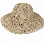 HugeStore Floppy Faltbarer Sonnenhut mit breiter Krempe, schicker Sonnenblende, Sommer, Strand, Strohhut für Damen, Beige