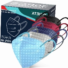 HUHETA FFP2 Maske Bunt, 30 Stück FFP2 Maske, CE 0598 Zertifiziert, 5-Lagen-Atemschutzmaske mit verstellbarem Gummiband und anpassbarem Nasenbügel