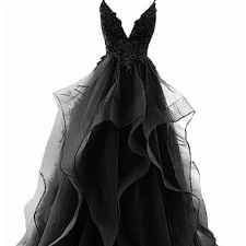 HUINI Ballkleider Lang Elegent Abendkleid Hochzeitskleider Standesamt Damen Tüll Abschlussballkleid Prinzessin Rückenfrei Schwarz 46