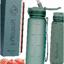 Hydracy Trinkflasche mit Strohhalm und Zeitmarkierung - 1L Wasserflasche - BPA-freie Trinkflasche - Auslaufsichere Sportflasche - Kondensationsfrei für Sport und Outdoor