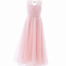 iEFiEL Kinder Mädchen Festliche Kleider Brautjungfer Hochzeits Kleid Blumenmädchenkleider Partykleid Festzug 98-164 Rosa 146-152