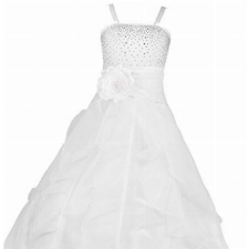 iEFiEL Mädchen Kinder Kleider Festlich Lang Brautjungfern Kleid Prinzessin Hochzeit Party Kleid Gr. 92-164 Weiß 152