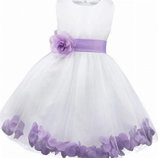 iEFiEL Mädchen Kleid Pinzessin Blumen-Mädchen Kinder Weiß Kleid Hochzeit Festkleid Kommunionkleid 92 98 104 110 116 128 140 152 164 Lavender 104