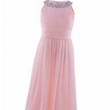 iEFiEL Mädchen Prinzessin Kleid Hochzeits Festzug Kleid Blumenmädchenkleid Festlich Kleid Abendkleid Partykleid gr. 104 116 128 140 152 164 170 Perlen Rosa 152