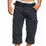 Indicode Herren Nicolas Check 3/4 Cargo Shorts aus Baumwolle | Herrenshorts für Männer Navy Check L