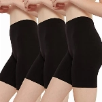 INNERSY Radlerhose Damen Nahtlos Leggings Kurz Sexy Shorts Schwarz Unterhosen 3er Pack (L, Schwarz)