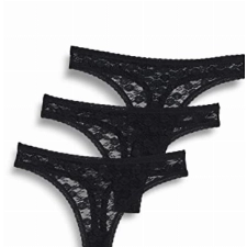 Iris & Lilly Damen Spitzenstring-Unterwäsche, 3er-Pack, Schwarz, 36