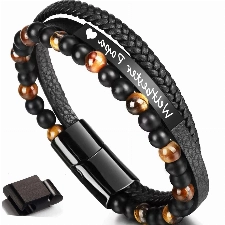 Jbniuay Vatertagsgeschenk Geschenke für Papa Armband Papa Gravur “Weltbester Papa” - Lederarmband Dad mit Perlen - Weihnachtsgeschenke für Papa Dad Männe