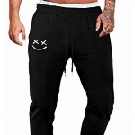 JMIERR Jogginghose Herren Baumwolle Thermo Freizeithose Herren Lang mit Kordelzug-Aufdruck Sweatpants Herren mit Taschen Fitnessstudio und Draußen Regular Fit, Schwarz XXL