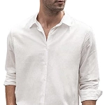 JMIERR Weißes Hemd Herren Baumwolle Leinenhemd Hemd Langarm Stehkragen Sommerhemd Freizeithemden XL