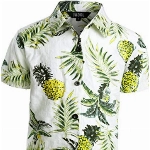 JOGAL Jungen Casual Funky Kurzarm Hawaiihemd Kinder Blumenmuster Knopfleiste Hemd Jahre 10 Weiße Ananas