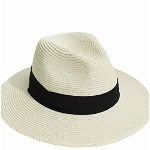 Joligiao Panama Hut Breiter StrohhüTe Sommerhut Krempe Stroh Herren Damen Mit Groß Sonnen Shade Sommer Fedora Strohhut Uv Sonnenhut UPF 50+,Weiß