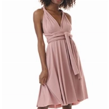 Juvell Infinity-Kleid - Midi-Kleid - Brautjungfernkleid-Hochzeit - Multiway-Wickelkleid - inkl. Bandeau-Top - festliches Cocktailkleid - Abendkleid-Abschlussball - 1100 (34-38, Altrosa)