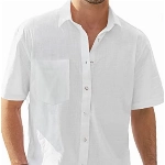J.VER Leinenhemd Herren Hemd Kurzarm Leinenshirt Freizeithemd Businesshemd Sommer Casual Regular Fit Shirt,Weiß,L