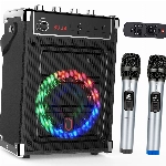 JYX Karaoke Anlage mit 2 Mikrofonen, Lautsprecher Bluetooth Karaoke System PA Anlage Karaoke Maschine mit DJ Lights unterstützt TWS, AUX, FM Radio, Rec,TF, USB für Party/Erwachsene/Kinder