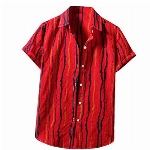 Kanpola Leinenshirt Herren Kurzarm Gestreift Hemd Sommer Leinenhemd Loose Freizeithemd Vintage Stil Henley Shirt