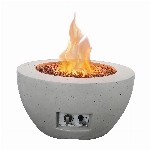 Kante 25 Zoll Propan-Feuertisch, 50.000 BTU Großer Beton-Feuerstelle Tisch für Outdoor Garten Terrasse, Rauchfreie Gas-Feuerstelle mit wasserdichter Abdeckung, seitliche Griffe, Hellgrau (A-B01-81904)