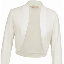 Kate Kasin 50er Jahre hoch dehnbar Lange Ärmel vorne offen Achselzuckenmantel für Party Elfenbein 823 XL