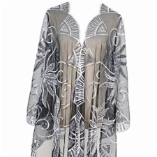 keland Damen Festlich Spitze Stola Bolero Schal Tuch Schultertuch Umhang Cape Pashminas Schaltuch (B-Silber & Schwarz)
