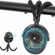 Kinderwagen Ventilator mit Befeuchtungsfunktion, Clip Tischventilator mit flexiblem Stativ, 50ml Wassertank, 270°& 360°schwenkbar, wiederaufladbarer USB Ventilator für Autositz Laufband Fahrrad Krippe