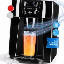 Klarstein Eiswürfelmaschine Klein, 2 L Eiswürfelbereiter & Wasserspender für 12 kg Große und Eiswürfel, Schnelle Mini, Eiswürfelbereiter mit Alarm