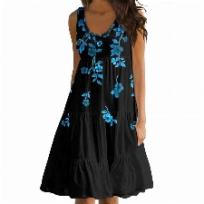 Kleider Damen Sommer Knielang Ärmellos Minikleid Trägerkleid Elegante Kleider Sexy Leicht Spaghettiträger Wickelkleid Blumen Bequem Festlich Sommerkleid Tunika Kleid Große Größen Lässig Strandkleid