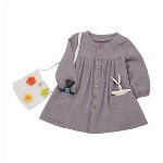 Kleinkind Kinder Mädchen Langarm Baumwolle Leinen Button Dress Shirt Top Mit Taschen