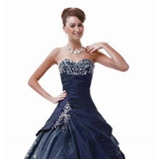 Kmformals Damen Langer TAFT Prom BallKleid Quinceanera Kleider Größe 44 Dunkel Blau