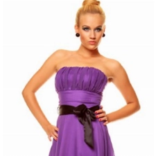 Knielanges Bandeau Kleid Chiffon Ballkleid Abendkleid Cocktailkleid Festkleid XS bis XXL L (38) Lila