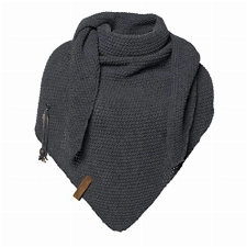 KNIT FACTORY - Dreiecksschal Coco - Damen Strickschal mit Wolle - Hochwertige Qualität - XXL Schal - 190 x 85 cm - Anthrazit
