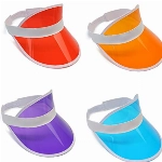 Konxi 4 Stück Unisex Sonnenvisier，Transparente Kunststoff-Sonnenblende 80er Jahre Sonnenkappe für Golf, Tennis and Pokerpartys