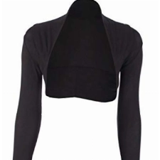krautwear Damen Bolero Langarm Stola Bolerojacke Hochzeit Festlich Einfarbig schwarz grau rosa Navy (schwarz)