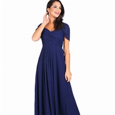 KRISP Kreuz Front Bodenlanges Ballkleid (Marineblau, Gr.36/XS) (4815-NVY-08)