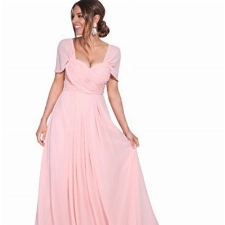 KRISP Kreuz Front Bodenlanges Ballkleid (Rosa, Gr. 44) (4815-PNK-16)