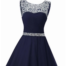 La_mia Braut Damen Navy Blau Chiffon Pailletten Kurzes Jugendweihe Kleider Abendkleider Partykleider Festlichkleider-42 Navy Blau