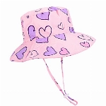 LACOFIA Baby Sonnenhut Kleinkind Mädchen Sommer Mütze UV Bademütze Verstellbarem Kinder Breiter Krempe Strand Cap mit Nackenschutz Rosa Herz 4-6 Jahre