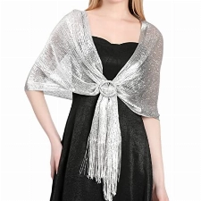 Ladiery Stola Damen Festlich Metallic Stole mit Schnalle für Abend Party Funkeln Glitter Frauen Braut Hochzeit Schal