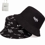 Lanly Fischerhut Beideseitig Tragen Bucket Hat Stickerei Sonnenhut Unisex Herren Damen 100% Baumwolle Faltbar Buschhut Outdoor